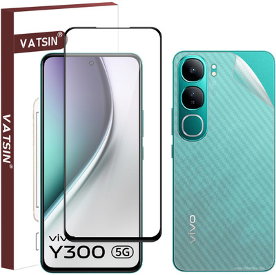 Vatsin Front and Back Tempered Glass for ViVO Y300 5G, ViVO Y300 5G [Back Carbon Fiber](Pack of 2)
