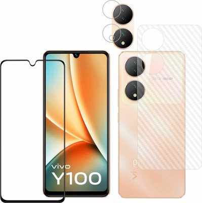 Vatsin Front and Back Tempered Glass for ViVO Y100 5G, ViVO Y100 5G [Back Carbon Fiber] [Rear Camera Lens Guard], ViVO Y100A/ViVO T2 5G(Pack of 3)