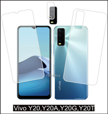 Flp1onBuy Front and Back Tempered Glass for Vivo Y12s/Y12G, Vivo Y20T, Camera Lens(Pack of 3)