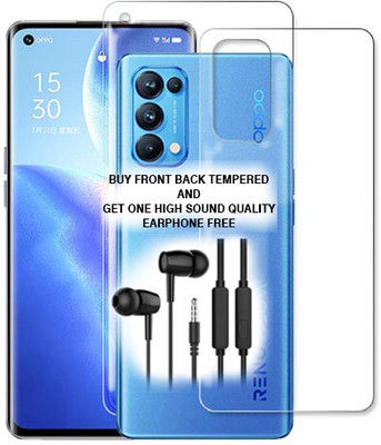 SOMTONE Front and Back Tempered Glass for Oppo Reno5 Pro 5G FRONT BACK TEMPERED GLASS BUY AND GET EARPHONE FREE(Pack of 1)