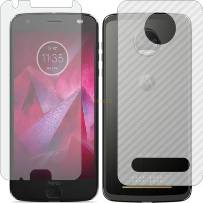 TELTREK Front and Back Tempered Glass for MOTO Z 2018 (Front Matte Finish & Back 3d Carbon Fiber)(Pack of 2)