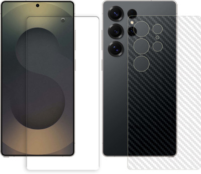 SOMTONE Front and Back Tempered Glass for Samsung Galaxy S25 Ultra 5G FRONTBACK Tempered Glass Screen Protector | Anti-Scratch | Edge to Edge Full Coverage | 9H Hardness (1 FRONT TEMPERED GLASS PROTECTOR + 1 BACK CARBON FIBER SKIN)(Pack of 1)