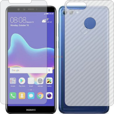 TELTREK Front and Back Tempered Glass for HUAWEI HONOR Y9 2018 (Front Matte Finish & Back 3d Carbon Fiber)(Pack of 2)