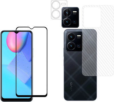 Vatsin Front and Back Tempered Glass for ViVO Y35, ViVO Y35 (Back Carbon Fiber)(Pack of 3)