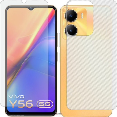 ZINGTEL Front and Back Tempered Glass for VIVO Y56 V2225 (Front Matte Finish & Back 3d Carbon Fiber)(Pack of 2)