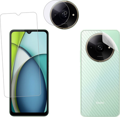 Ten To 11 Front and Back Tempered Glass for Redmi A3, Redmi A3 [Back Carbon Fiber] [Rear Camera Lens Guard](Pack of 3)