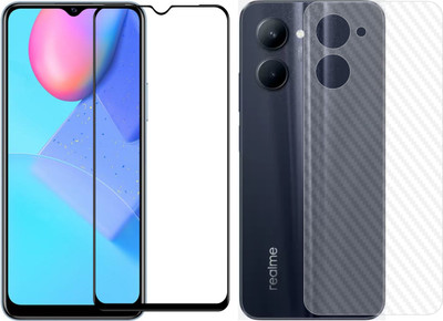 Vatsin Front and Back Tempered Glass for Realme C33, Realme C33 (Back Carbon Fiber)(Pack of 2)