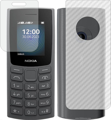 MOBART Front and Back Tempered Glass for Nokia 110 2023 (Matte Front & Carbon Fiber Skin for Back)(Pack of 2)