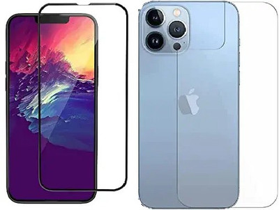 ELEF Front and Back Tempered Glass for iPhone 13 Pro Front Super D or D Plus Tempered Glass Back 0.2MM Flexible Trink(Pack of 1)