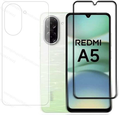4 YARDS Front and Back Tempered Glass for Redmi A5 5G (6.88 Inch) Edge to Edge Coverage With Easy to installation kit for Smartphone(Pack of 1)