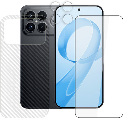 SOMTONE Front and Back Tempered Glass for Xiaomi Redmi K90 Pro Max 5G Tempered Glass Screen Protector | Edge to Edge Full Coverage | 9H Hardness ( 1 FRONT SCREEN GUARD + 1 CARBON FIBER BACK + 1 CAMERA LENS PROTECTOR ) FX01(Pack of 1)