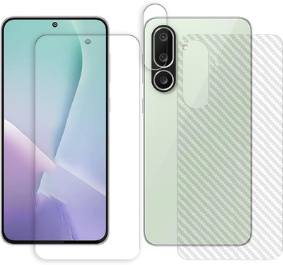 ARBAN Front and Back Tempered Glass for Samsung Galaxy F56 5G Tempered Glass Screen Protector | Anti-Scratch | Edge to Edge Full Coverage | 9H Hardness (1 FRONT SCREEN GUARD + 1 BACK CARBON FIBER SKIN + 1 CAMERA LENS PROTECTOR)(Pack of 1)