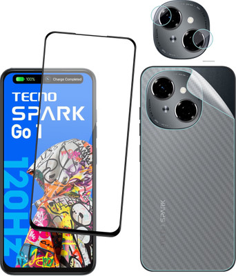 Ten To 11 Front and Back Tempered Glass for Tecno Spark Go 1, Tecno Spark Go 1 [Back Carbon Fiber] [Rear Camera Lens Guard](Pack of 3)