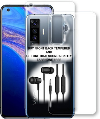 SOMTONE Front and Back Tempered Glass for Vivo X50 FRONT BACK TEMPERED GLASS BUY AND GET EARPHONE FREE(Pack of 1)