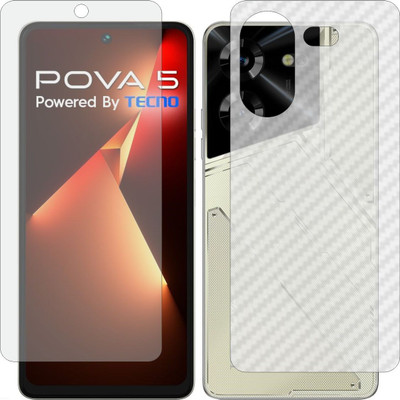 Fasheen Front and Back Tempered Glass for Tecno Pova 5 LH7n (Matte Front & Carbon Fiber Skin for Back)(Pack of 2)