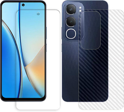 ARBAN Front and Back Tempered Glass for vivo Y29 5G Tempered Glass Screen Protector | Anti-Scratch | Edge to Edge Full Coverage | 9H Hardness (1 FRONT TEMPERED GLASS AND 1 BACK CARBON FIBER SKIN)(Pack of 1)