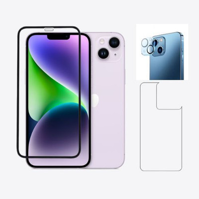 MagicalTech Front and Back Tempered Glass for Complete Protection for iPhone 14 Includes 3D Back Camera Lens Guard, Flexible Back Guard, Anti-Scratch(Pack of 3)
