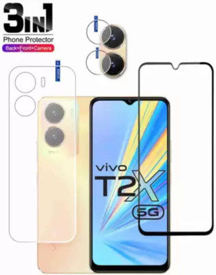 ICROMECK Front and Back Tempered Glass for VIVO T2X 5G(Pack of 3)