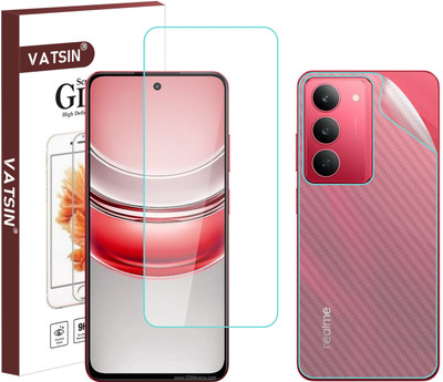 Vatsin Front and Back Tempered Glass for realme C75 5G, Realme C75 [Back Carbon Fiber](Pack of 2)