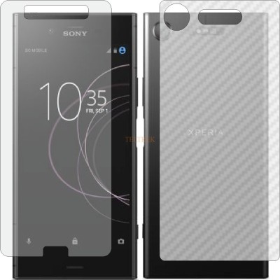 TELTREK Front and Back Tempered Glass for SONY XPERIA XZ1 DUAL (Front Matte Finish & Back 3d Carbon Fiber)(Pack of 2)