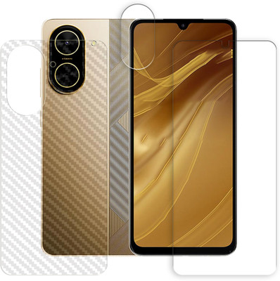 SOMTONE Front and Back Tempered Glass for Poco C71 4G Tempered Glass Screen Protector | Anti-Scratch | Edge to Edge Full Coverage | 9H Hardness (1 FRONT SCREEN GUARD + 1 BACK CARBON FIBER SKIN + 1 CAMERA LENS PROTECTOR)(Pack of 1)