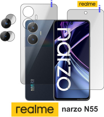 PONDRIK Front and Back Tempered Glass for Realme narzo N55(Pack of 3)