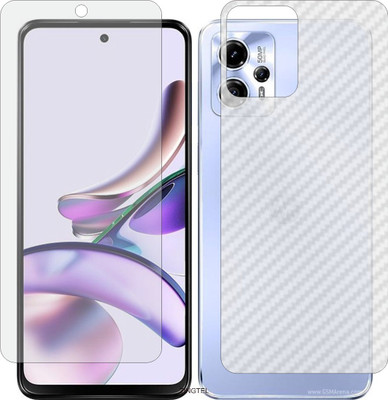 ZINGTEL Front and Back Tempered Glass for MOTOROLA MOTO G13 (Front Matte Finish & Back 3d Carbon Fiber)(Pack of 2)
