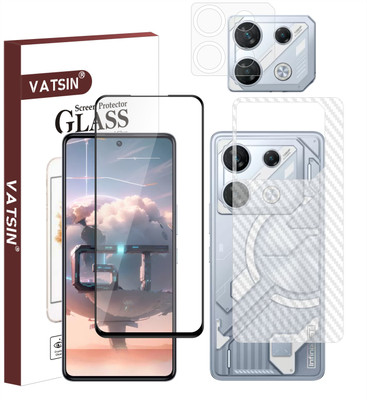 Vatsin Front and Back Tempered Glass for Infinix GT10 Pro, Infinix GT10 Pro [Back Carbon Fiber] [Rear Camera Lens Guard](Pack of 3)