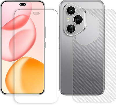 SOMTONE Front and Back Tempered Glass for Honor 400 Pro 5G Tempered Glass Screen Protector | Anti-Scratch | Edge to Edge Full Coverage | 9H Hardness (1 FRONT TEMPERED GLASS PROTECTOR + 1 BACK CARBON FIBER SKIN)(Pack of 1)
