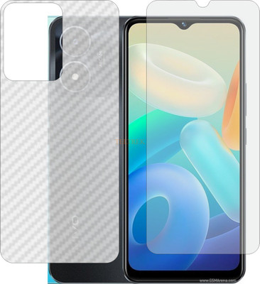 TELTREK Front and Back Tempered Glass for VIVO Y02 S (Front Matte Finish & Back 3d Carbon Fiber)(Pack of 2)