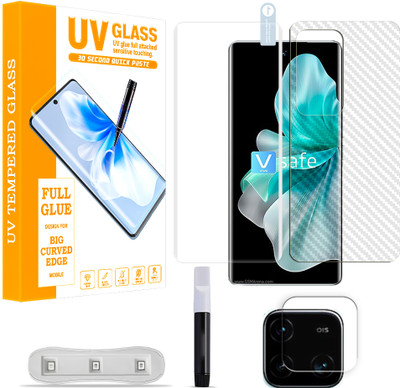 SOMTONE Front and Back Tempered Glass for vivo V30 5G Tempered Glass Screen Protector ( 1 UV TEMPERED GLASS SCREEN PROTECTOR + 1 BACK CARBON FIBER SKIN + CAMERA LENS PROTECTOR ) UV01(Pack of 1)