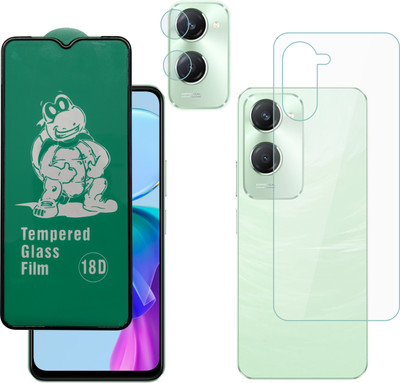 Vatsin Front and Back Tempered Glass for ViVO Y28e 5G, ViVO Y28e 5G [With Rear Camera Lens Guard](Pack of 3)