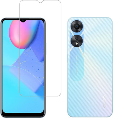 Vatsin Front and Back Tempered Glass for Oppo A38, Oppo A38 [Back Carbon Fiber](Pack of 2)