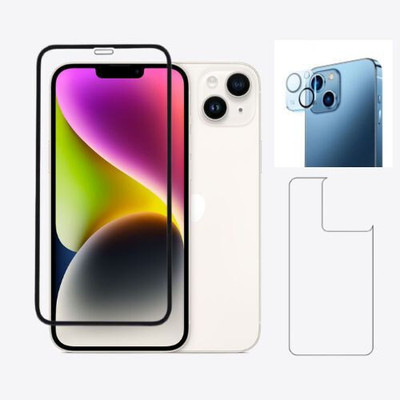 MagicalTech Front and Back Tempered Glass for Complete Protection for iPhone 13 Includes 3D Back Camera Lens Guard, Flexible Back Guard, Anti-Scratch(Pack of 3)