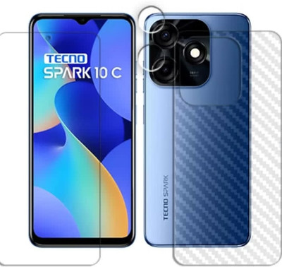 DOWRVIN Front and Back Tempered Glass for TECNO SPARK 10C FRONT AND BACK ,CAMERA LENS TEMPERED GLASS(Pack of 3)