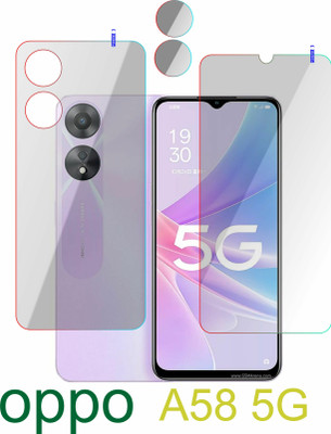 PONDRIK Front and Back Tempered Glass for OPPO A58 5G(Pack of 3)