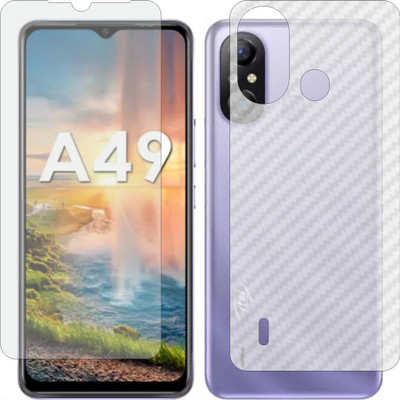 Fasheen Front and Back Tempered Glass for Itel A49 (Matte Front & Carbon Fiber Skin for Back)(Pack of 2)