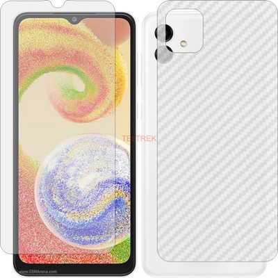 TELTREK Front and Back Tempered Glass for SAMSUNG GALAXY A04 (Front Matte Finish & Back 3d Carbon Fiber)(Pack of 2)