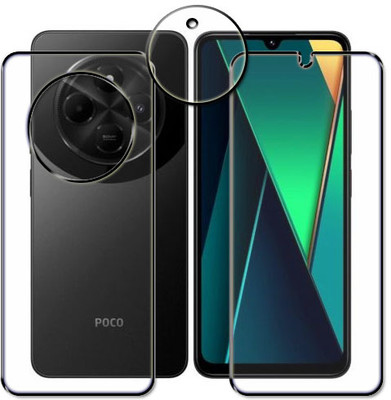 tombik Front and Back Tempered Glass for 8fd-POCO C75-fb,lens(Pack of 3)