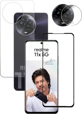 S9HUB Front and Back Tempered Glass for realme 11x 5G (Midnight Black)(Pack of 3)