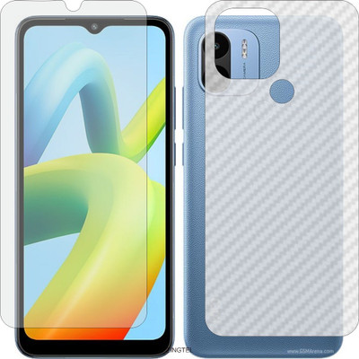 ZINGTEL Front and Back Tempered Glass for POCO C50 (Front Matte Finish & Back 3d Carbon Fiber)(Pack of 2)