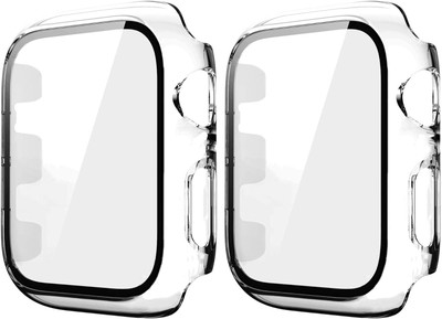 Aenoko Front and Back Tempered Glass for Compatible Apple Watch Tempered Glass Screen Protector Series 3 2 1 Case Clear 38mm, Hard PC Bubble-Free 9H Full Coverage Protective Shockproof Cover for iWatch Bumper (Clear, 38mm)(Pack of 2)
