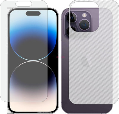 TELTREK Front and Back Tempered Glass for APPLE IPHONE 14 PRO MAX (Front Matte Finish & Back 3d Carbon Fiber)(Pack of 2)