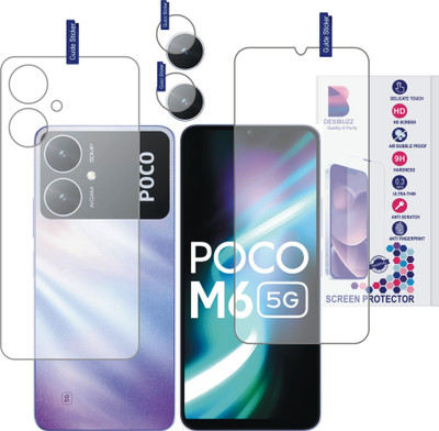 DESIBUZZ Front and Back Tempered Glass for POCO M6 5G, (Flexible), POCO M6 5G camera lens(Pack of 3)