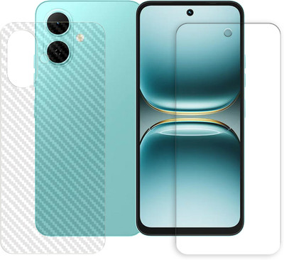 ARBAN Front and Back Tempered Glass for Tecno Spark Go 2 4G Front Back Tempered Glass Screen Protector | Anti-Scratch | Edge to Edge Full Coverage | 9H Hardness ( 1 FRONT TEMPERED GLASS + 1 BACK CARBON FIBER SKIN )(Pack of 1)