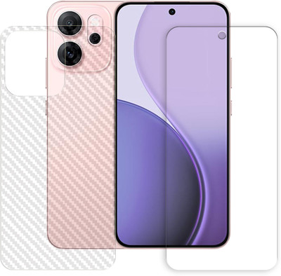 ARBAN Front and Back Tempered Glass for Oppo Reno14 F 5G Front Back Tempered Glass Screen Protector | Anti-Scratch | Edge to Edge Full Coverage | 9H Hardness ( 1 FRONT TEMPERED GLASS + 1 BACK CARBON FIBER SKIN )(Pack of 1)