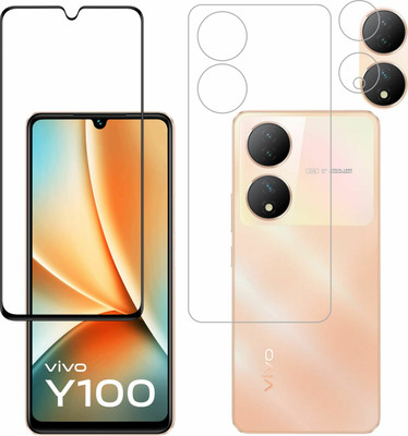 Vatsin Front and Back Tempered Glass for ViVO Y100 5G, ViVO Y100 5G [With Rear Camera Lens Guard], ViVO Y100A/ViVO T2 5G(Pack of 3)