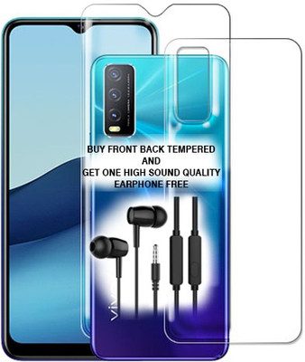 SOMTONE Front and Back Tempered Glass for vivo Y20 2021 FRONT BACK TEMPERED GLASS BUY AND GET EARPHONE FREE(Pack of 1)