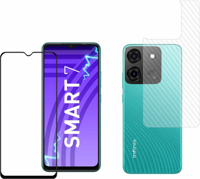 Vatsin Front and Back Tempered Glass for Infinix Smart 7, Infinix Smart 7 [Back Carbon Fiber](Pack of 2)