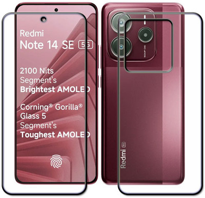 tombik Front and Back Tempered Glass for 4gc-Redmi Note 14 SE 5G-fb(Pack of 2)